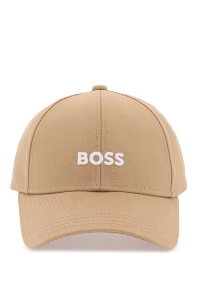 Hugo Boss Baseball Cap With Embroidered Logo In Beige