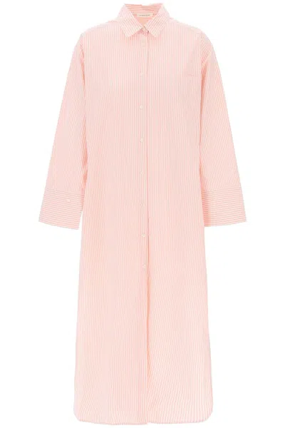 By Malene Birger Perros Striped Midi Dress In White,pink