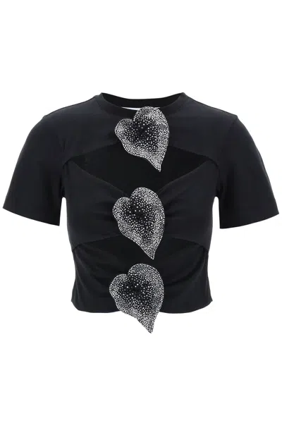 Giuseppe Di Morabito Embellished Cotton Cutout T-shirt In Black