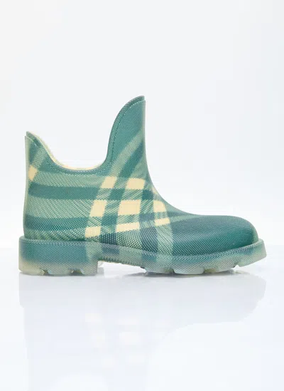 Burberry Check Rubber Marsh Low Boots In Green