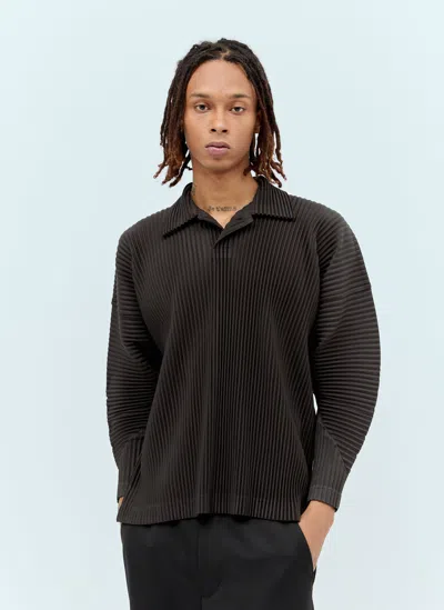 Issey Miyake Monthly Colors: January Pleated Polo Shirt In Grey