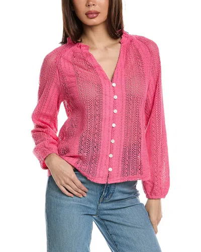 Madison Miles Loose Crochet Shirt In Pink