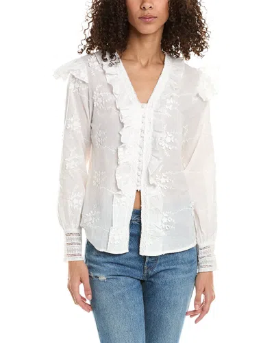 Femme Society Embroidered Top In White