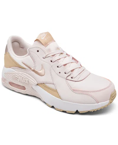 Nike Women's Air Max Excee Casual Sneakers From Finish Line In Light Soft Pink/white/shimmer