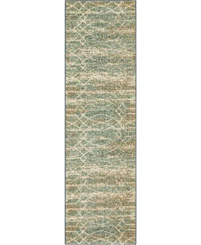 Karastan Touchstone Debonair 2'4 X 7'10" Runner Area Rug In Green/jade