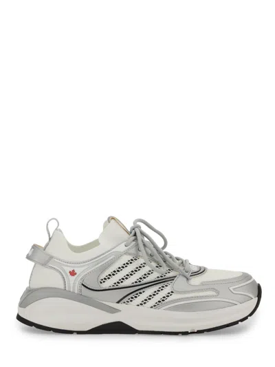 Dsquared2 Dash Panelled Mesh Trainers In Weiss