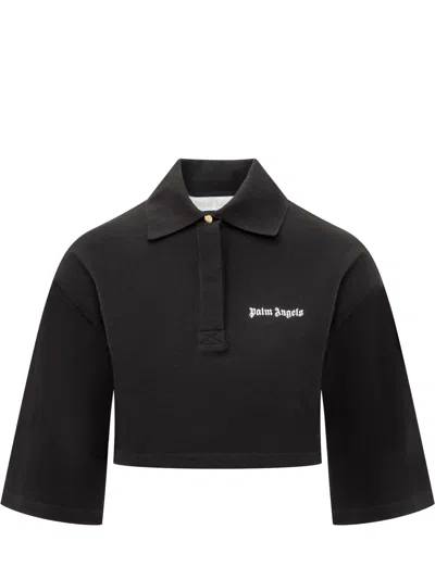Palm Angels Polo Crop Logo In Black
