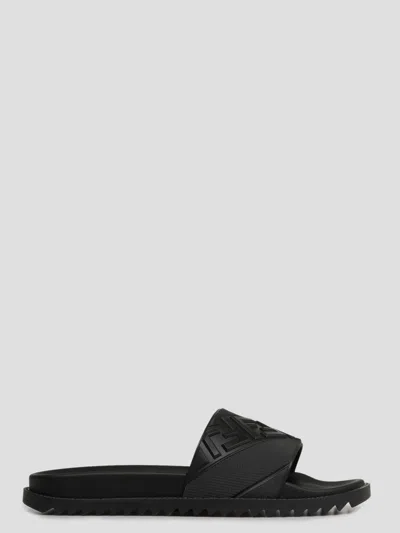 Fendi Rubber Slides Sandal In Black