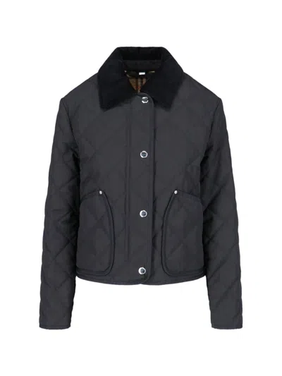 Burberry Long Sleeved Quilted Jacket In Black