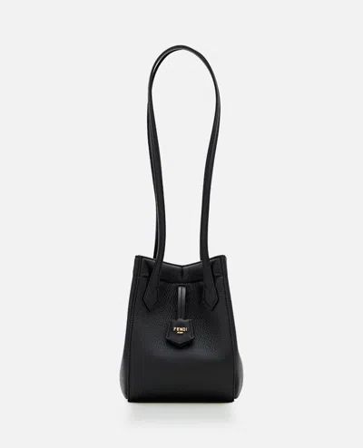 Fendi Origami Mini Leather Shoulder Bag In Black