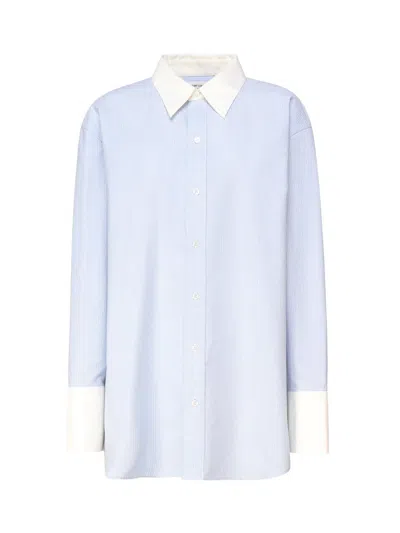 Saint Laurent Winchester Cotton-poplin Shirt In Bleu Blanc