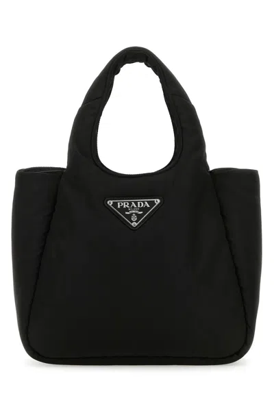 Prada Black Nylon Leather Handbag In Default Title