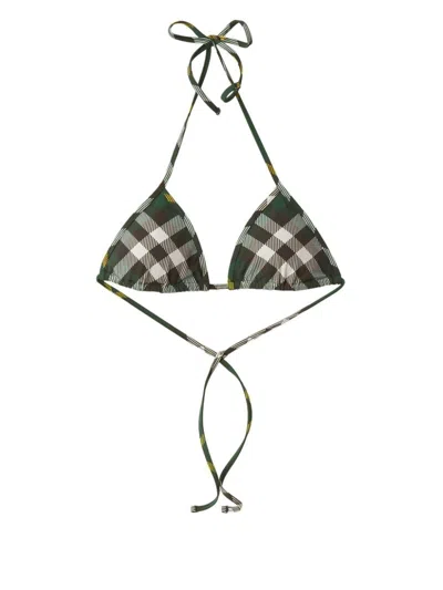 Burberry Check Bikini Top In Green