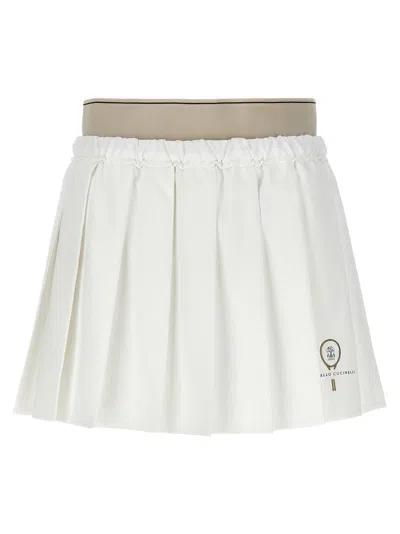 Brunello Cucinelli Mini Pleated Skirt In White