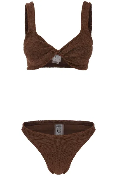 Hunza G Juno Metallic-effect Bikini Set In Brown