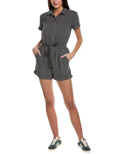 Bella Dahl Rolled Hem Utility Romper In Grey