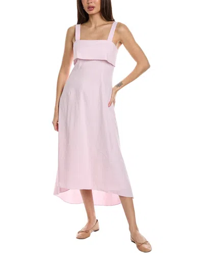 Theory High-low Linen-blend Midi Dress In Pink