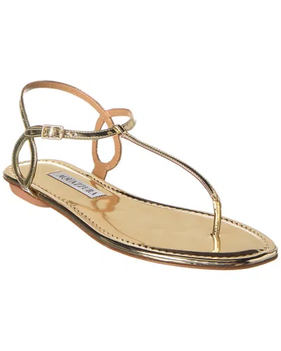 Aquazzura Almost Bare Flat Sandal In Gold