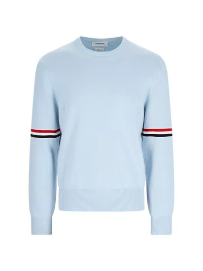 Thom Browne Logo Sweater In Light Blue