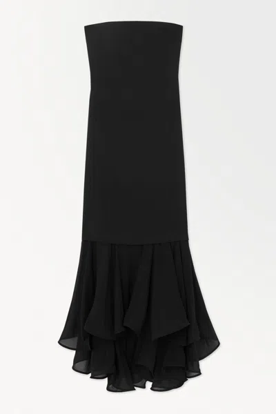 Cos The Silk-blend Bandeau Maxi Dress In Black