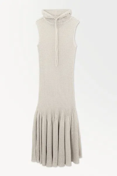 Cos The Hooded Fishnet Maxi Dress In Beige