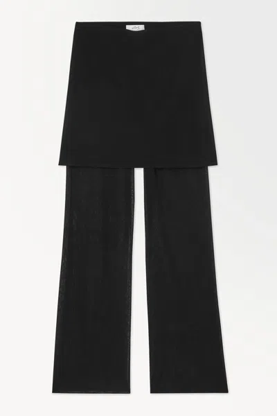 Cos The Layered Silk-blend Trousers In Black
