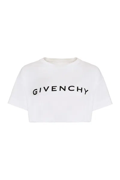 Givenchy Logo Cotton T-shirt In Bianco