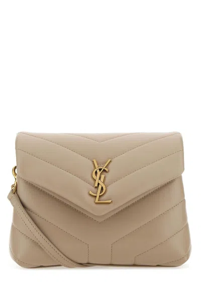 Saint Laurent Loulou Quilted Leather Shoulder Bag In Beige