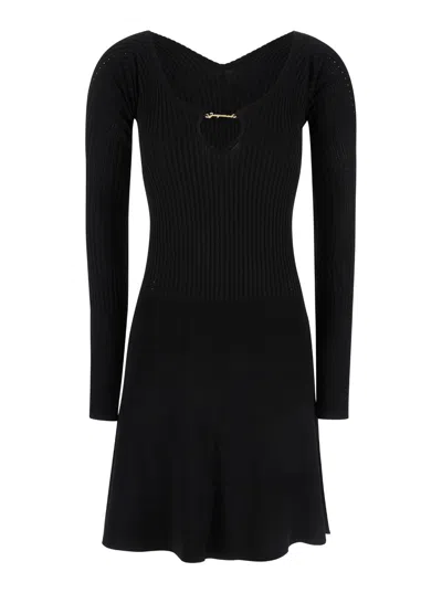 Jacquemus Black La Mini Robe Pralu Mini Dress In Viscose Woman