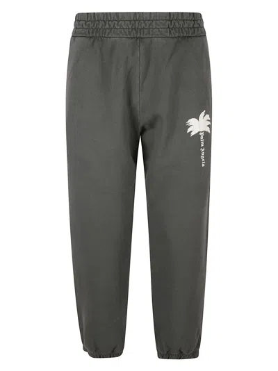 Palm Angels The Palm Track Trousers In Dark Grey/off White