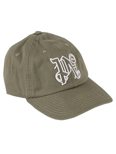 Palm Angels Monogram City Cap In Military White