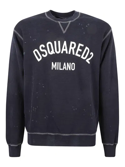 Dsquared2 Cool Fit Crewneck Sweatshirt In Navy Blue