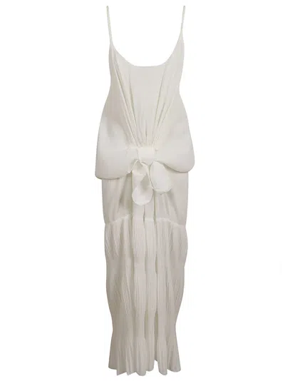 Jw Anderson Knot Front Long Dress In Off-white