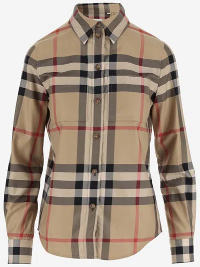 Burberry Cotton Shirt With Check Pattern In Red