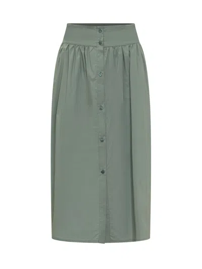 Woolrich Long Cotton Skirt In Sage