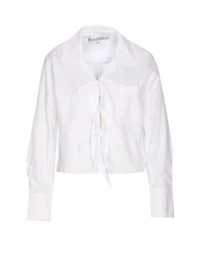 Jw Anderson J.w. Anderson Bow Tie Cropped Shirt In White