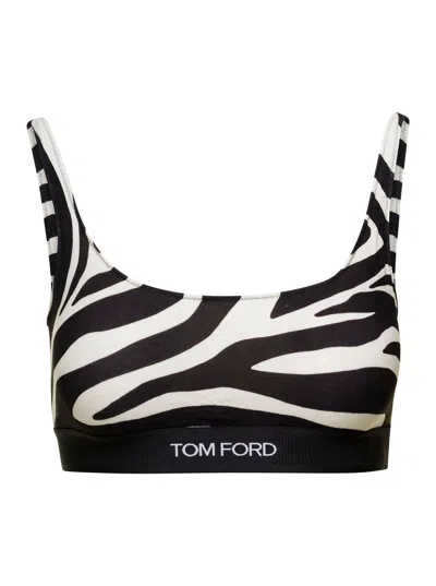 Tom Ford Optical Zebra Printed Modal Signature Bralette In White/black
