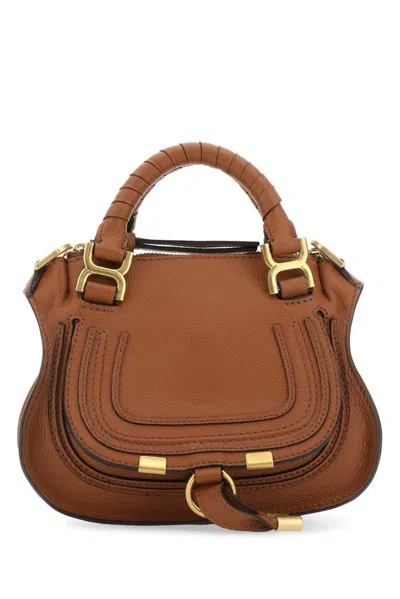 Chloé Marcie Double Carry Mini Top Handle Bag In Brown