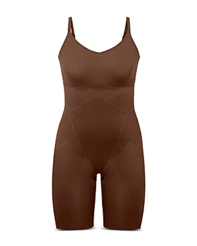 Spanx Mid-thigh Shaping Bodysuit In Chestnut Brown