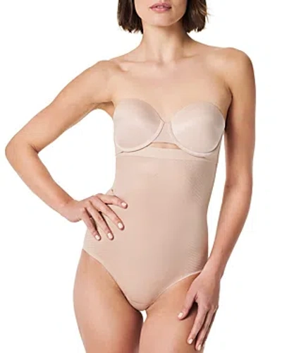 Spanx Printed Power High Waist Brief In Champagne Beige