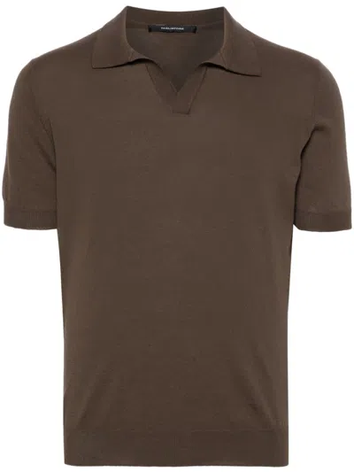 Tagliatore Knitted Polo Shirt In Gray