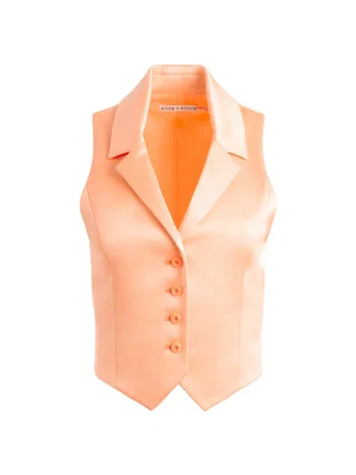 Alice And Olivia Panelled Satin Vest In Coral