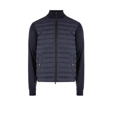 Herno Slim-fit Wool And Silk-blend And Quilted Nylon Down Jacket In Blue