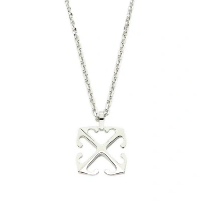 Off-white Arrow Brass Pendant Necklace In Silver