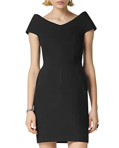 Versace Structured Shoulder Bonded Crepe Dress In Black
