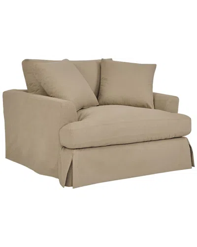 Armen Living Ciara 53" Upholstered Chair And A Half In Sahara Brown,black