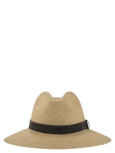 Brunello Cucinelli Straw Hat With Precious Band In Beige