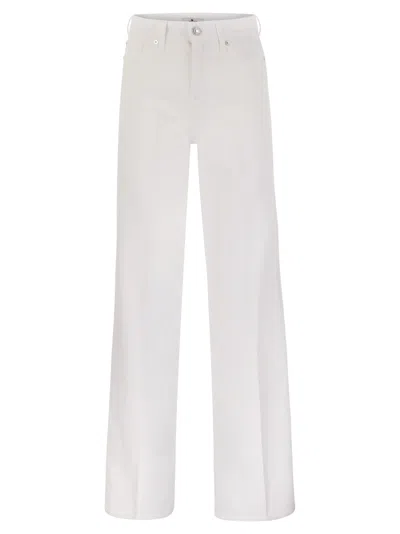 7 For All Mankind Lotta Linen - High Waist Flared Jeans In White
