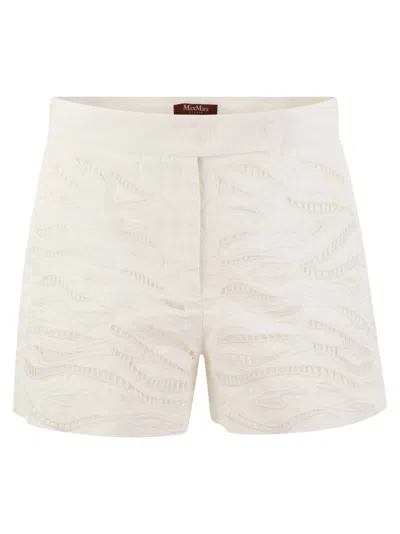 Max Mara Studio Edmond - Embroidered Cotton Shorts In White
