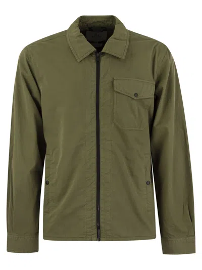 Woolrich Garment Dyed Shirt Jacket In Pure Cotton In Olive